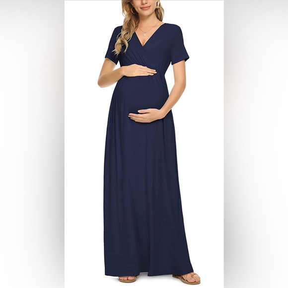 Dresses | Navy Blue Maternity Maxi Dress | Poshmark